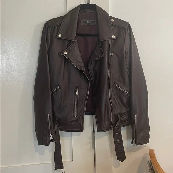 Quince 100% sheep Leather Motorcycle Jacket, color port , size medium - Picture 3 of 12
